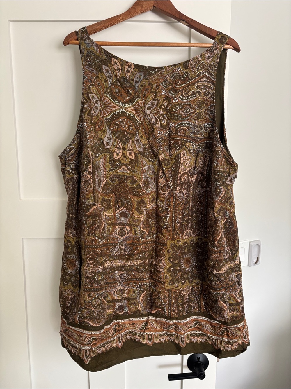 Womens Olive Paisley Shift Dress